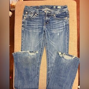 Miss Me Light Blue Distressed Bootcut Jeans #w59